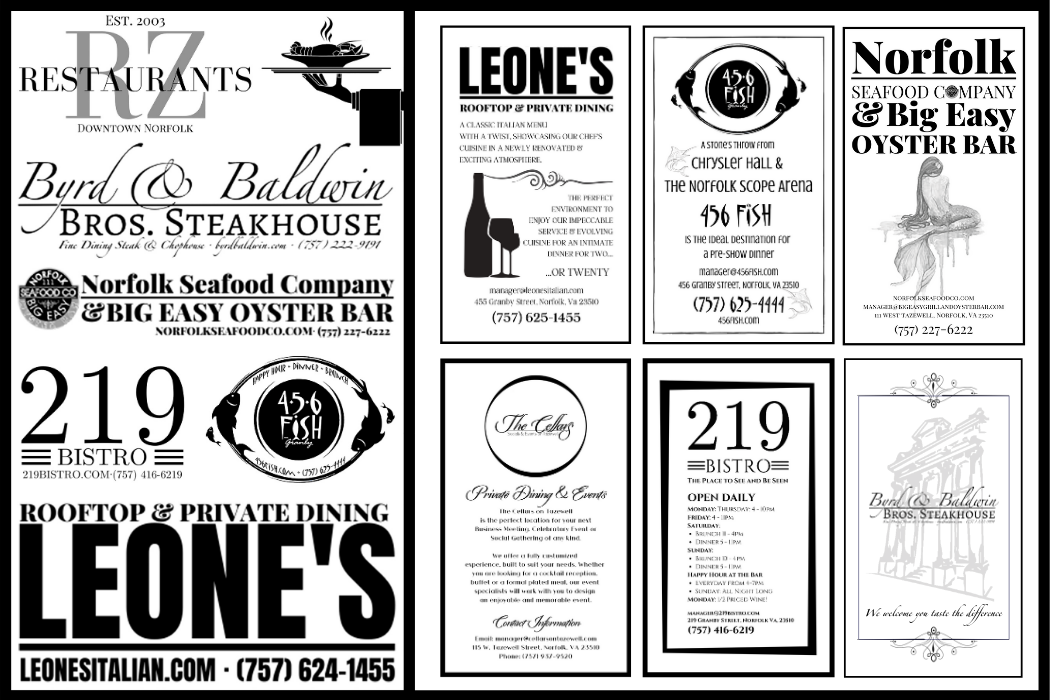 RZ Restaurants Ads for the Virginia Art Society Magazine