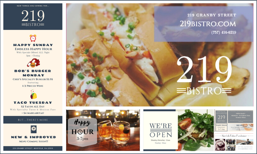 219 Bistro social media posts